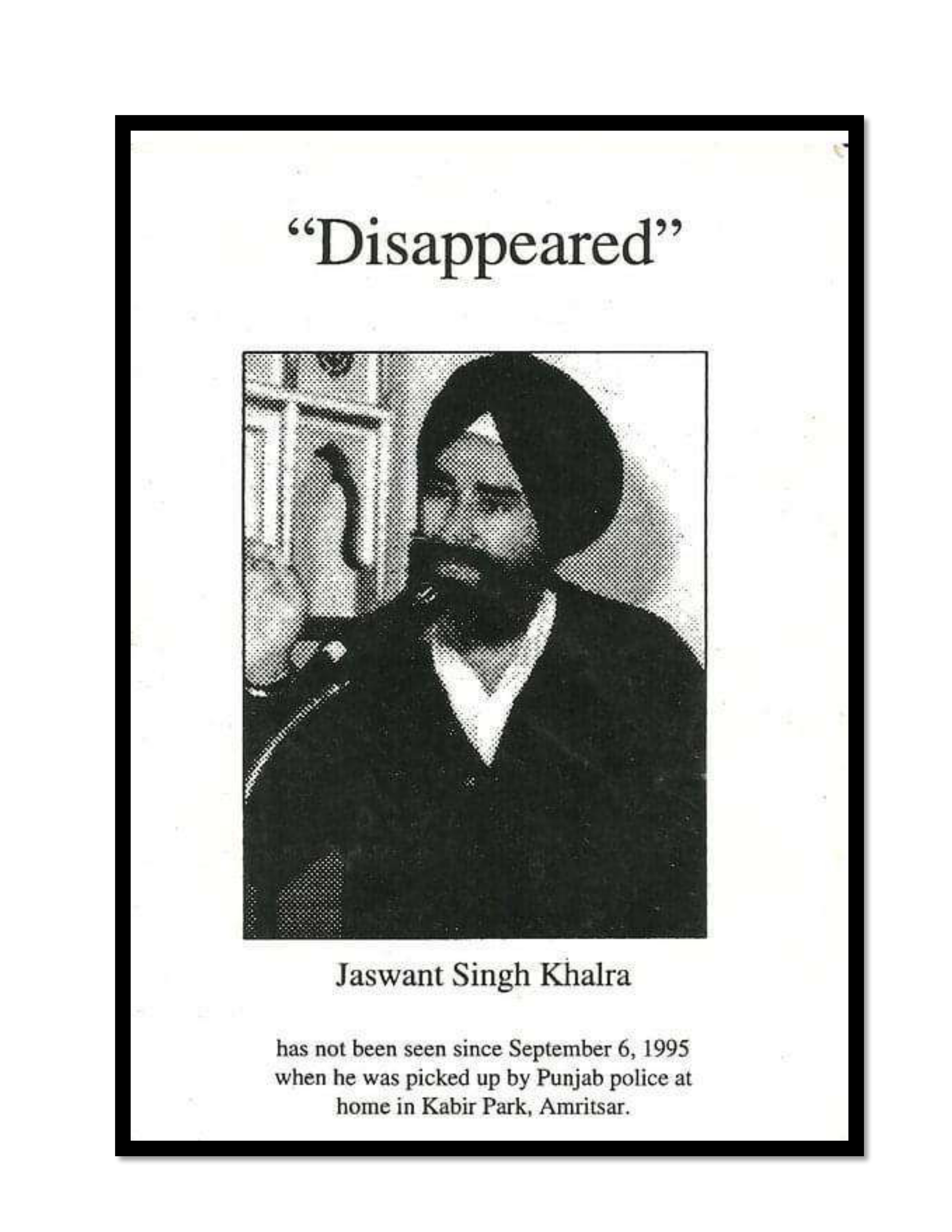 Jaswant Singh Khalra newspaper clipping page 1 — Punjab press archive