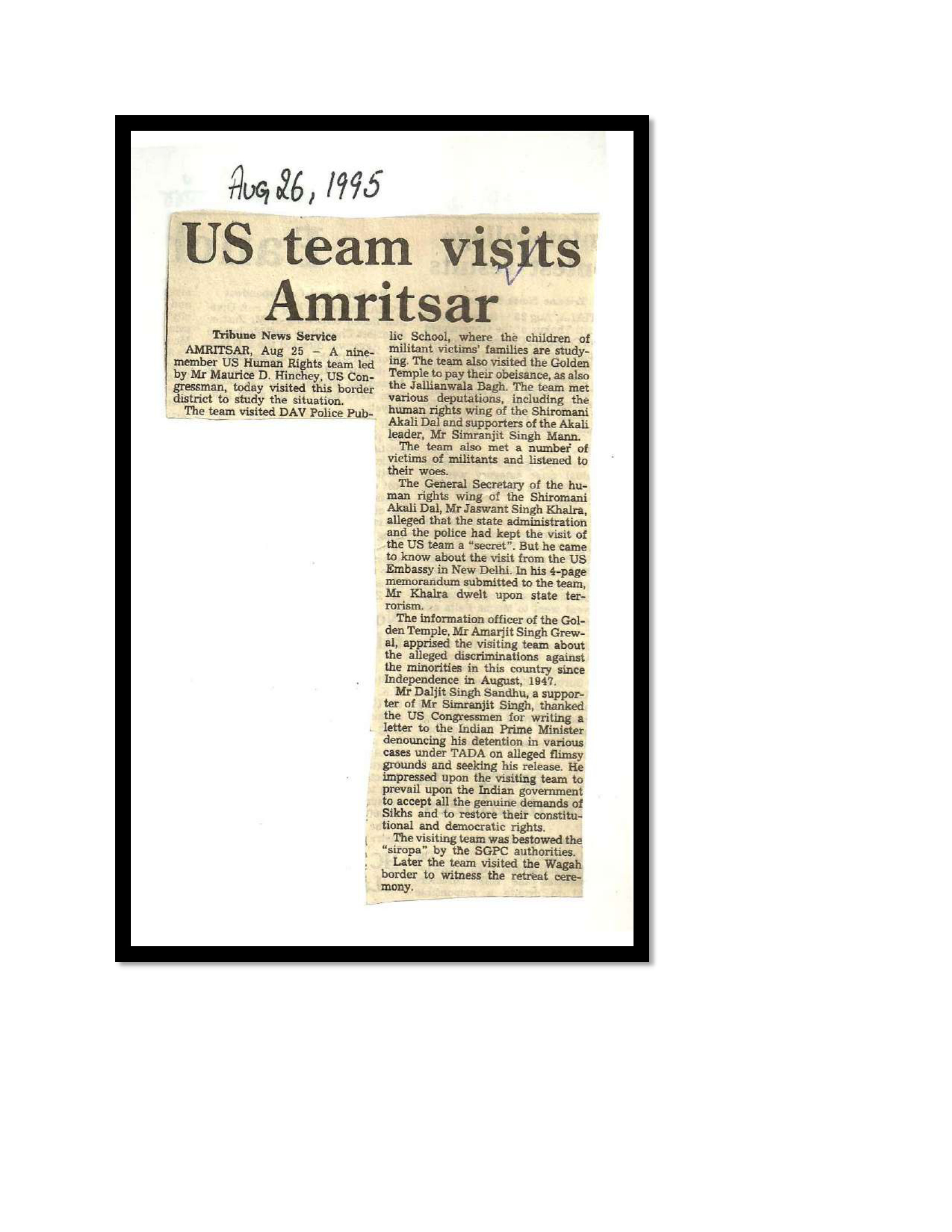 Jaswant Singh Khalra newspaper clipping page 46 — Punjab press archive