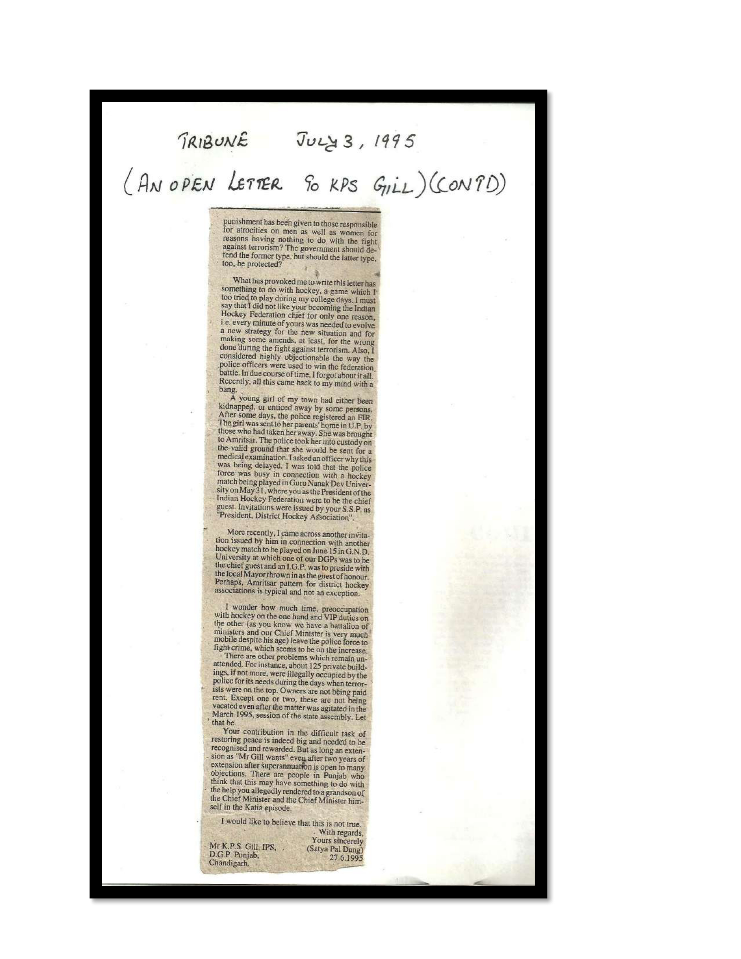 Jaswant Singh Khalra newspaper clipping page 59 — Punjab press archive
