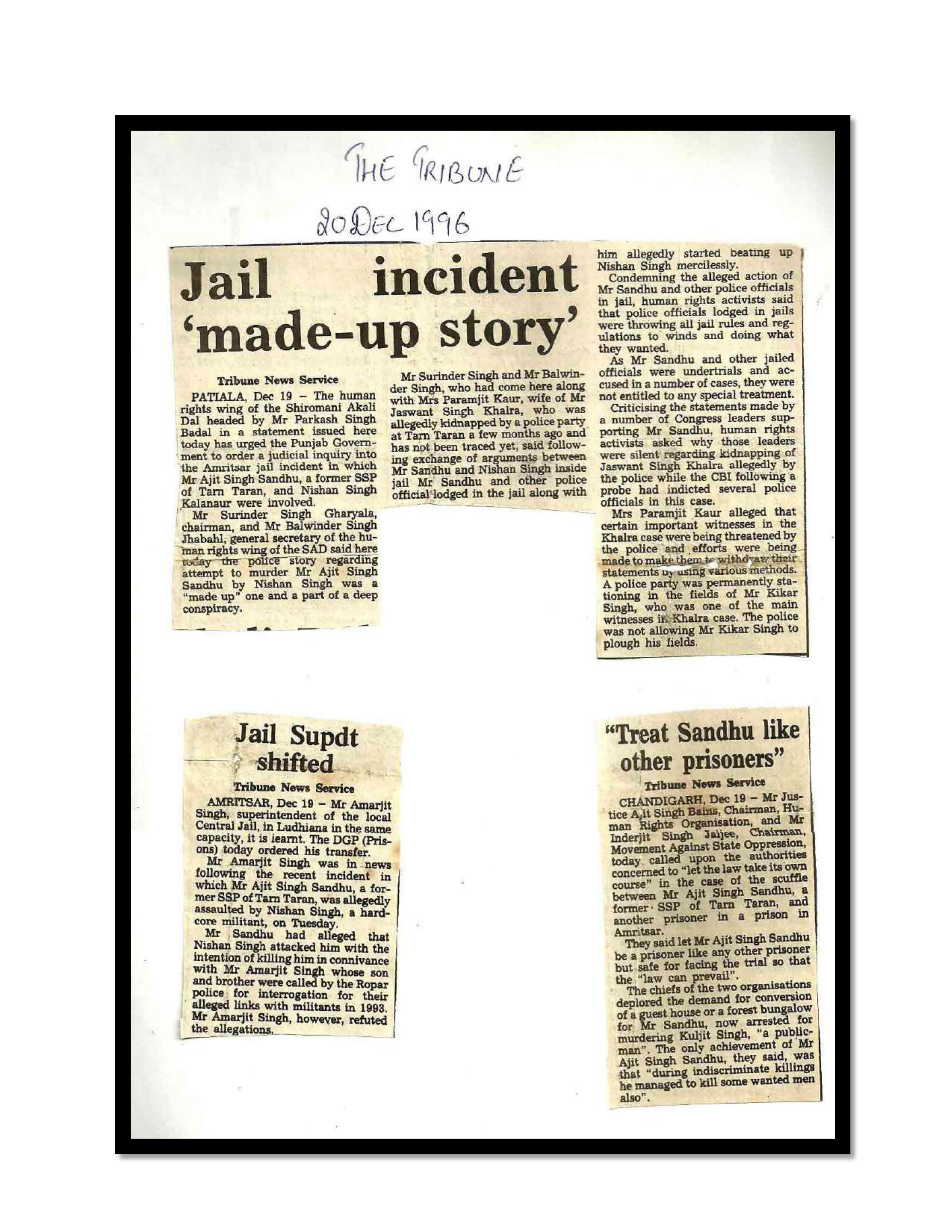 Jaswant Singh Khalra newspaper clipping page 105 — Punjab press archive