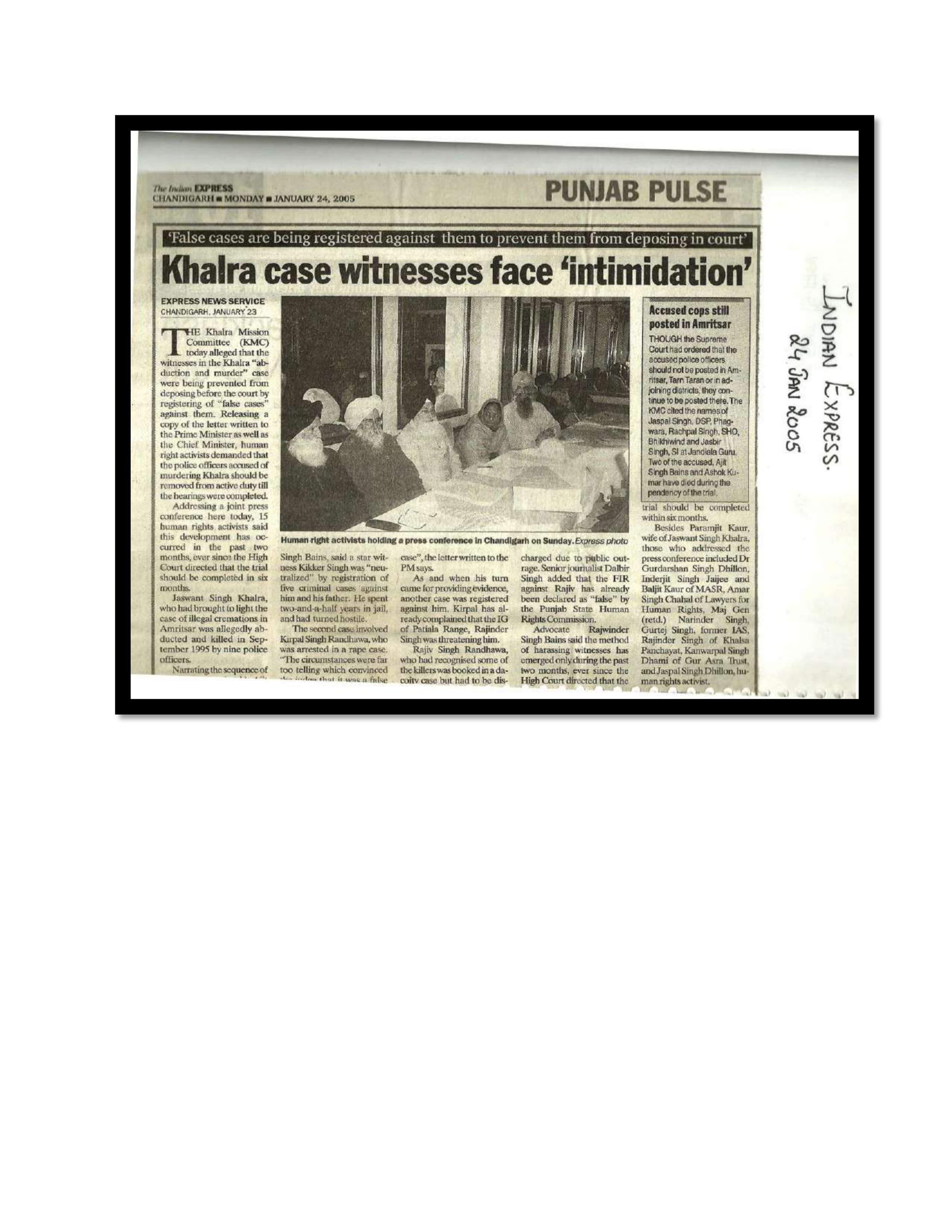 Jaswant Singh Khalra newspaper clipping page 157 — Punjab press archive
