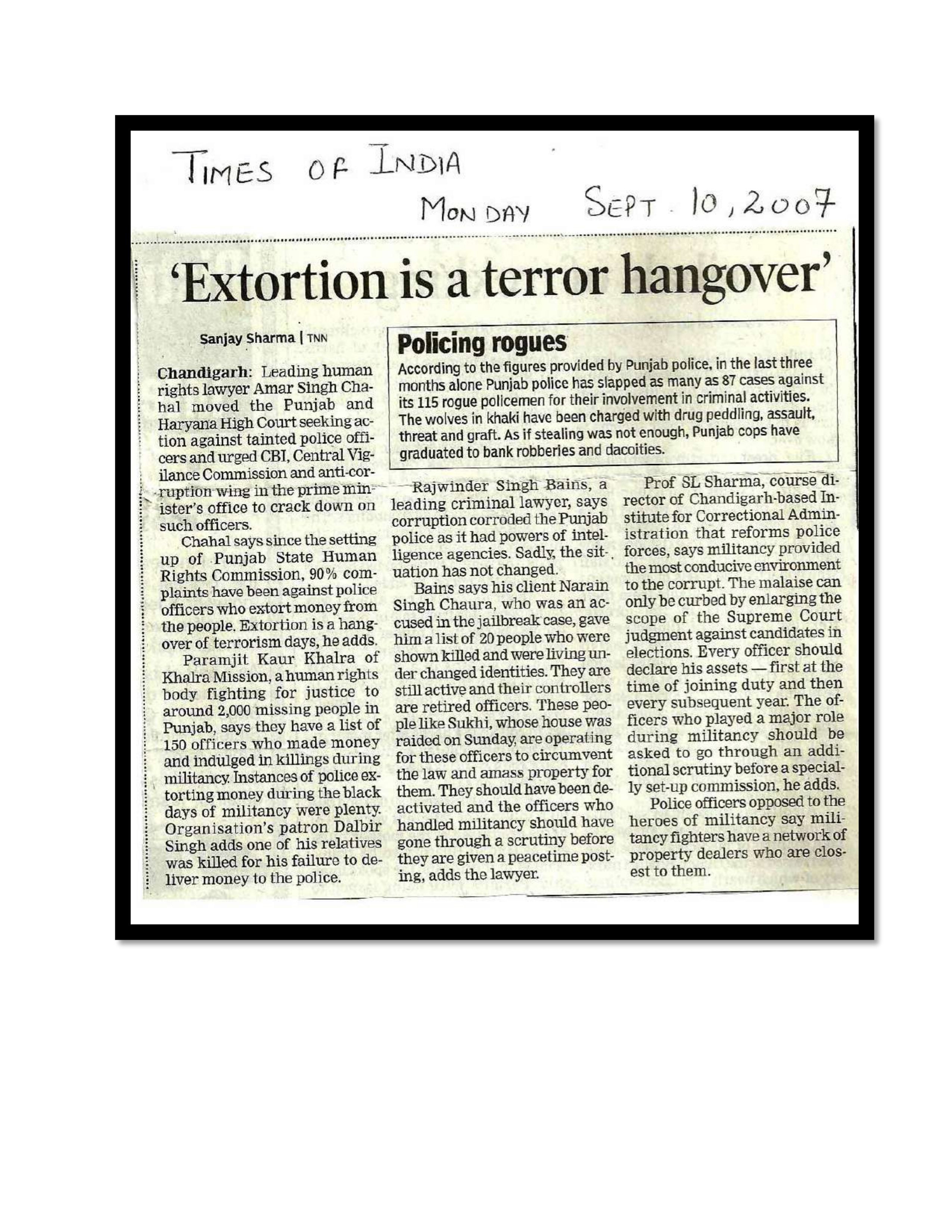 Jaswant Singh Khalra newspaper clipping page 177 — Punjab press archive