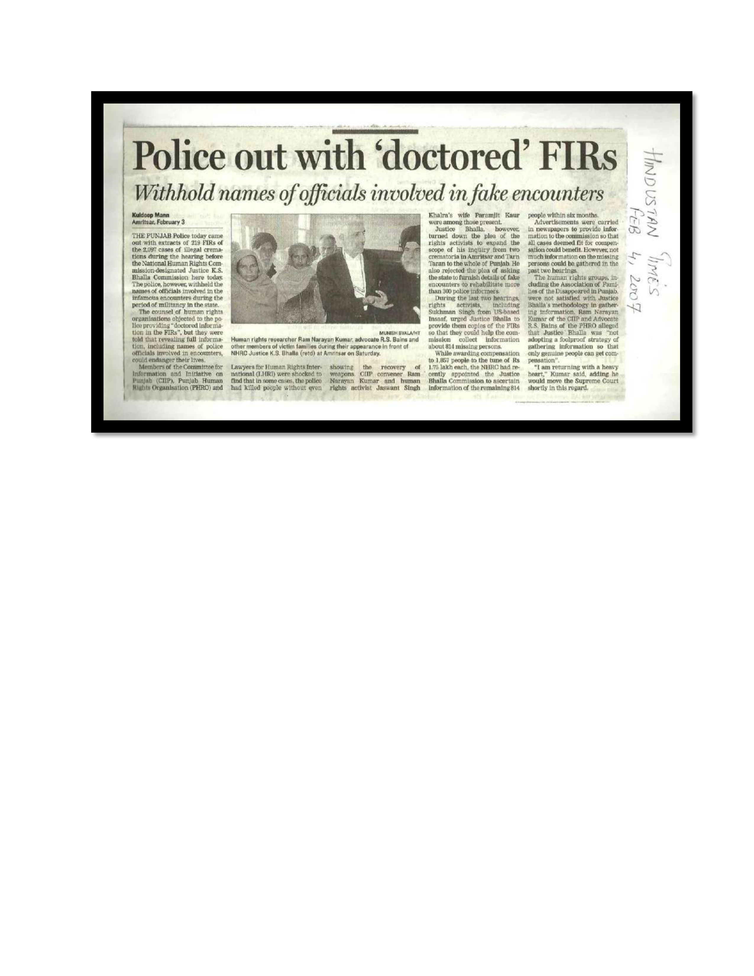 Jaswant Singh Khalra newspaper clipping page 193 — Punjab press archive